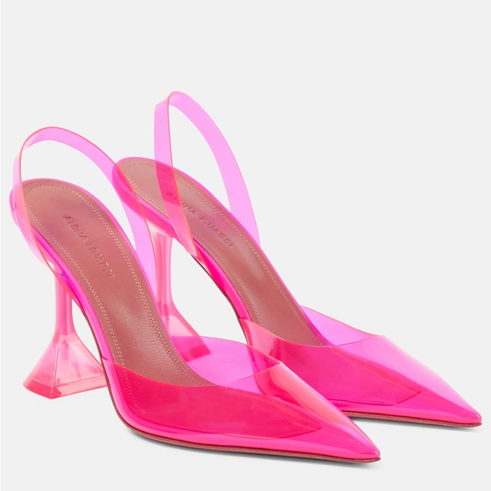 Amina Muaddi Holli Glass PVC slingback pumps in pink
